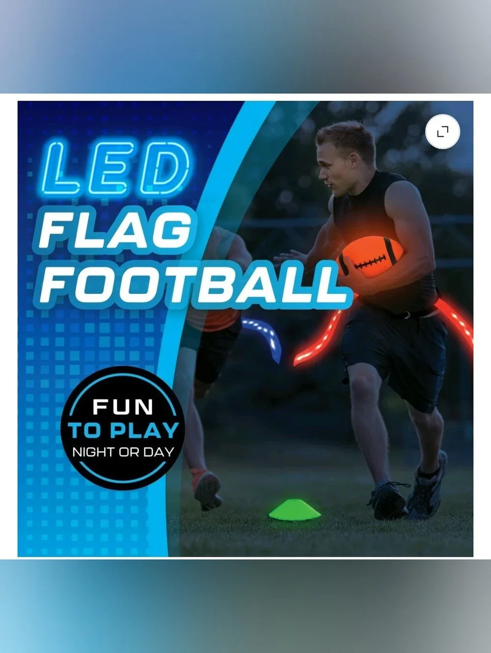 LED Flag Football, Light-Up Outdoor Sports Game, for All Ages, by MinnARK